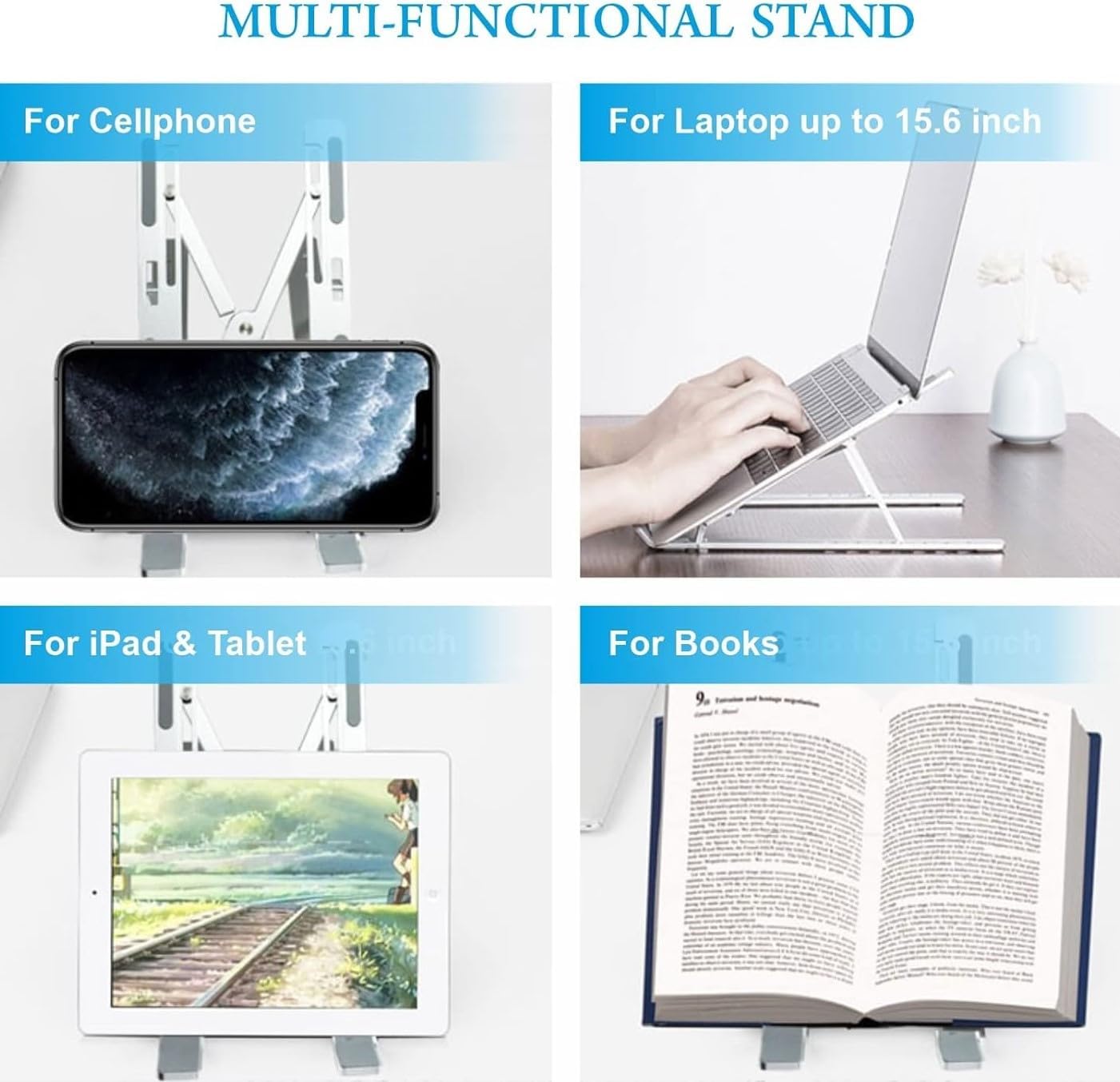 Foldable Adjustable Height Laptop Stand and Tablet Standfor All Laptops and Tablets
